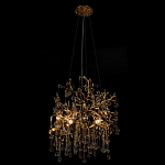 Подвесная люстра в виде ветвей деревьев золотого цвета с прозрачными подвесками-каплями 8 и 14 ламп Droplet Chandelier варинант исполнения - 5 | Loft Concept в Барнауле