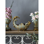 Чаша голубого цвета с оранментом и и бронзовыми фигурами леопардов Eden Garden варинант исполнения - 5 | Loft Concept в Барнауле