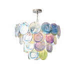 Люстра с каскадом из круглых разноцветных стеклянных дисков Mother of Pearl Iridescence варинант исполнения - 4 | Loft Concept в Барнауле