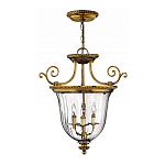 Люстра подвесная цвета латунь с прозрачным стеклянным плафоном и тремя лампами в классическом стиле на цепи Hinkley варинант исполнения - 2 | Loft Concept в Барнауле