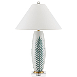 Настольная лампа овальная с тропическим принтом Stylized Aalm Leaves Motif варинант исполнения - 4 | Loft Concept в Барнауле