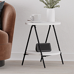 Стол приставной с 2-мя круглыми белыми столешницами ESSEL SIDE TABLE WHITE варинант исполнения - 6 | Loft Concept в Барнауле