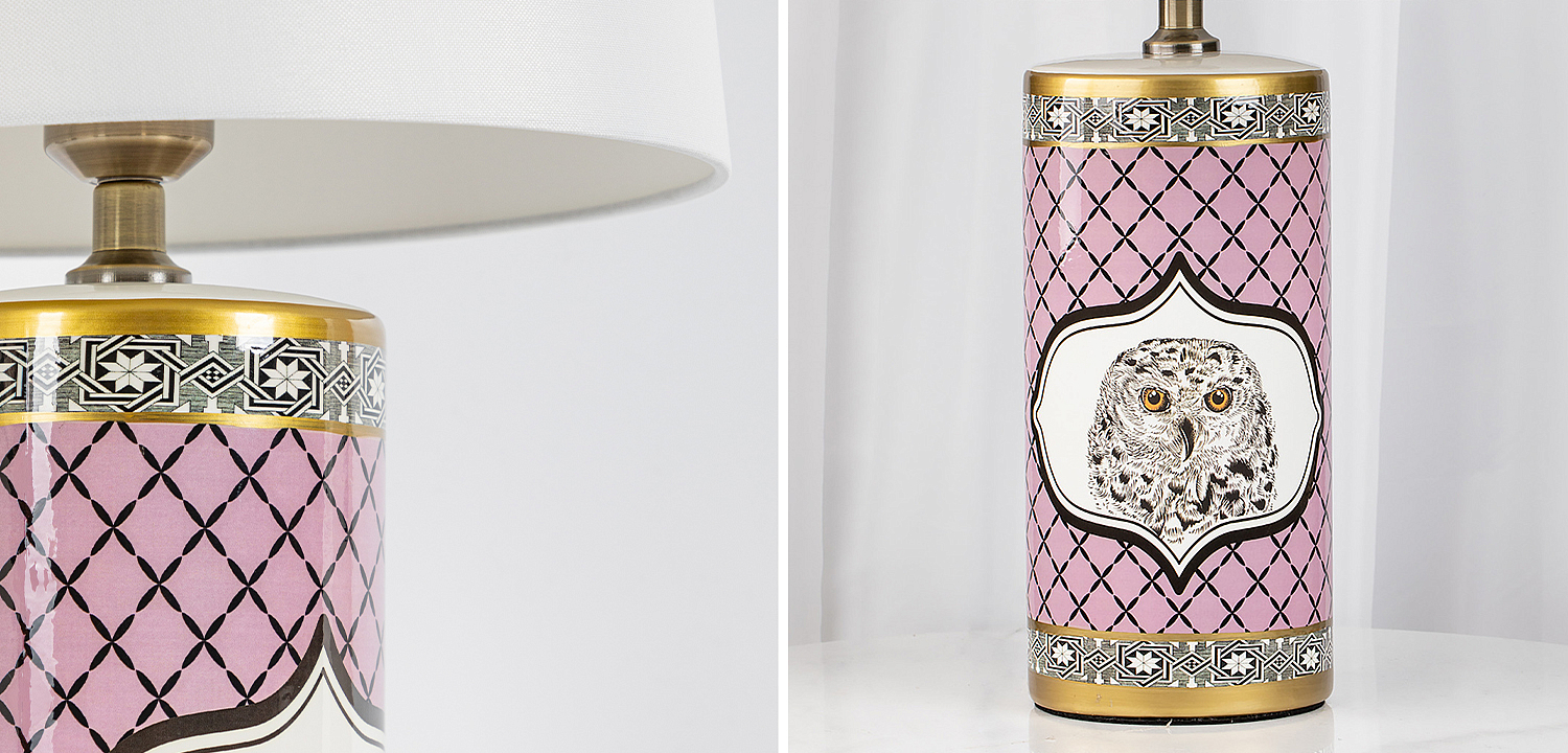 Настольная лампа Owl Collection Pink Lampshade Настольная лампа Owl Collection Pink Lampshade - Loft-Concept в Барнауле