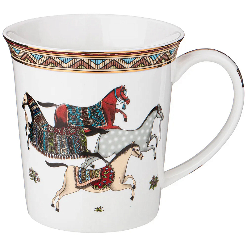 Кружка из фарфора с изображением лошадей 400 мл Porcelain Horse Set Белый Мульти Кружка из фарфора с изображением лошадей 400 мл Porcelain Horse Set Белый Мульти в Барнауле | Loft Concept