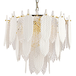 Люстра с декором из рельефного стекла в виде перьев Abelia Feather Chandelier 10 варинант исполнения - 1 | Loft Concept в Барнауле