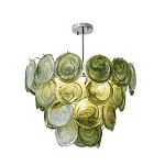 Люстра из зеленых стеклянных дисков с перламутровым эффектом Green Glowing Glaze варинант исполнения - 8 | Loft Concept в Барнауле