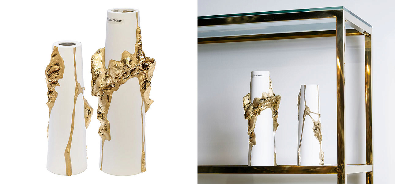 Ваза Rhea white with gold 30 Ваза Rhea white with gold 30 - Loft-Concept в Барнауле