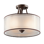 Потолочный светильник с двойным цилиндрическим плафоном из белого стекла и прозрачной органзы Kichler варинант исполнения - 1 | Loft Concept в Барнауле