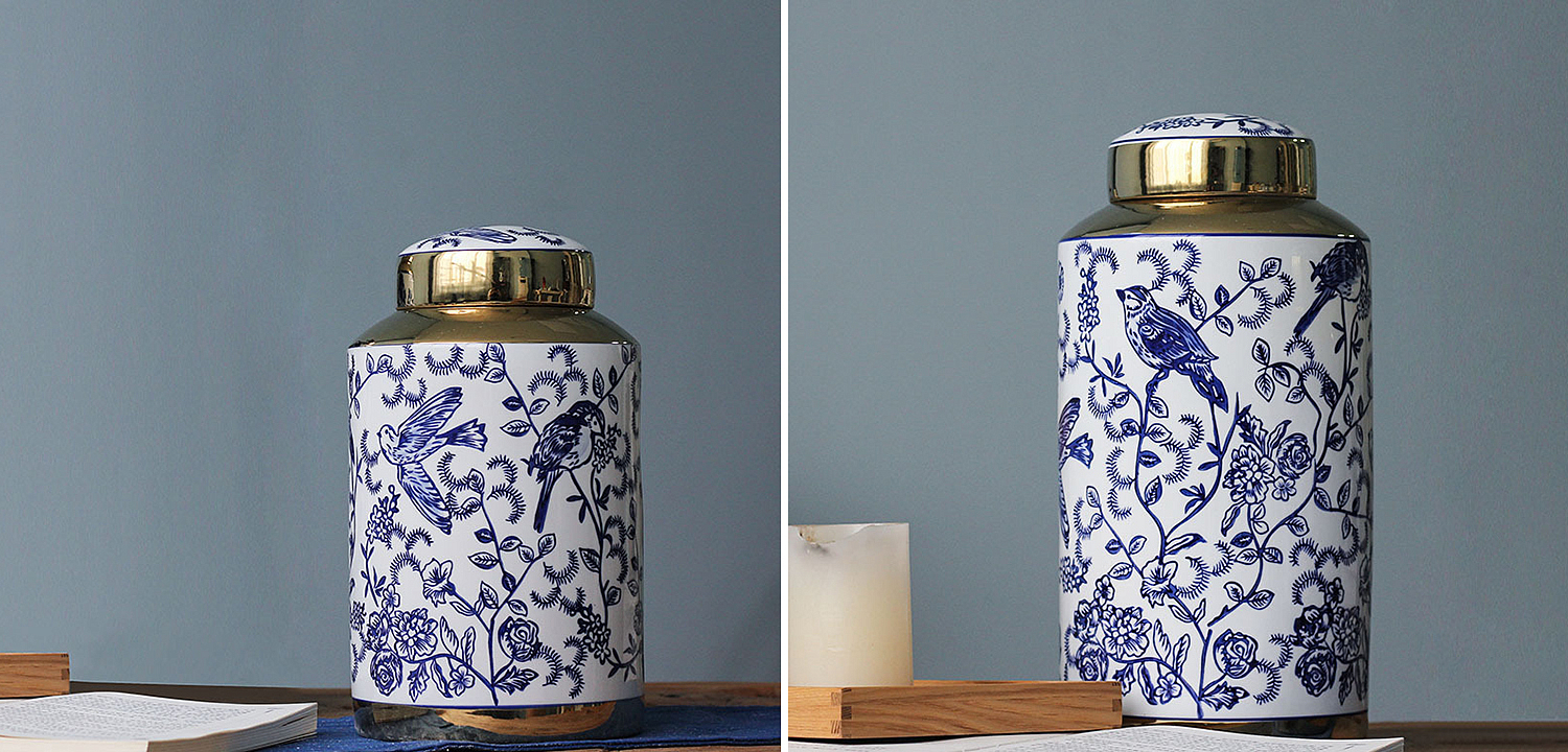 Вазы Ceramic Oriental Blue Ornament Birds Vases Вазы Ceramic Oriental Blue Ornament Birds Vases - Loft-Concept в Барнауле