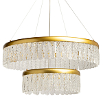 Люстра двухъярусная с золотого цвета и прозрачными подвесками Pettico варинант исполнения - 1 | Loft Concept в Барнауле