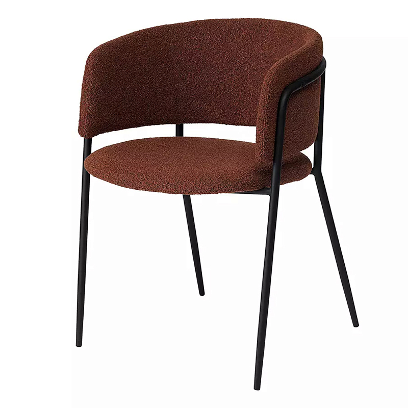Стул полукруглый мягкий с буклированной обивкой Chair with Boucle Upholstery Черный Терракотовый Стул полукруглый мягкий с буклированной обивкой Chair with Boucle Upholstery Черный Терракотовый в Барнауле | Loft Concept