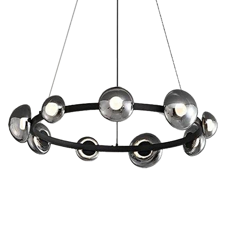 Люстра подвесная светодиодная в форме кольца Gray Ring Chandelier Серый Хром Люстра подвесная светодиодная в форме кольца Gray Ring Chandelier Серый Хром в Барнауле | Loft Concept