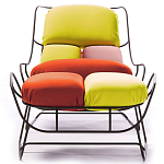 Дизайнерское разноцветное кресло на металлическом каркасе с подставкой для ног Poltronova Plasma Armchair варинант исполнения - 3 | Loft Concept в Барнауле