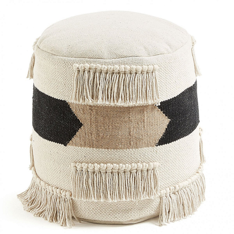 Пуф Boho Style Черный Молочный Бежевый Пуф Boho Style Черный Молочный Бежевый в Барнауле | Loft Concept