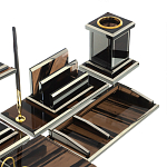 Настольный письменный набор с часами из природного камня обсидиана Team leader варинант исполнения - 4 | Loft Concept в Барнауле