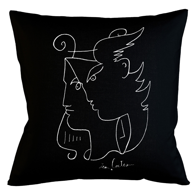 Декоративная подушка White Silhouette Orpheus Pillow Бежевый Черный Декоративная подушка White Silhouette Orpheus Pillow Бежевый Черный в Барнауле | Loft Concept