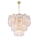 Люстра круглая многоярусная с прозрачными подвесками из стекла Hexagon Tube Light варинант исполнения - 3 | Loft Concept в Барнауле