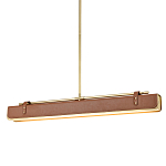 Подвесной светильник линейный латунного цвета в кожаном коричневом чехле и декоративными ремешками Alora варинант исполнения - 1 | Loft Concept в Барнауле