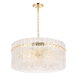 Люстра подвесная круглая с прозрачными рельефными стеклянными вставками и золотым основанием Textured Glass Chandelier варинант исполнения - 2 | Loft Concept в Барнауле
