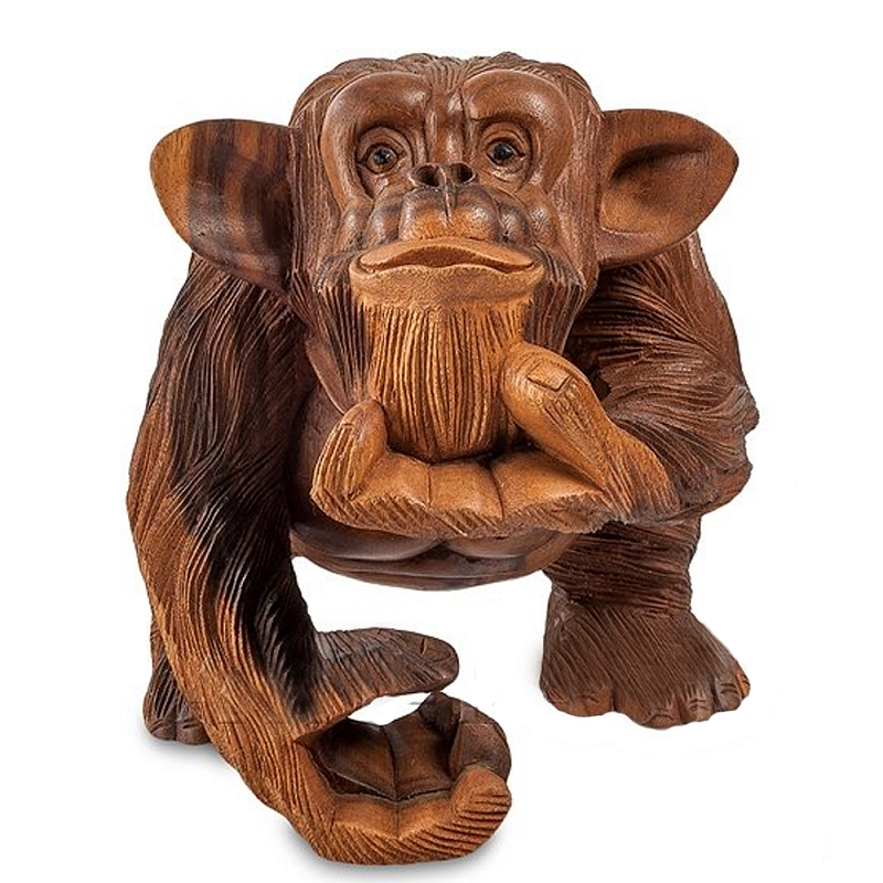 Статуэтка деревянная в виде обезьяны Wooden Monkey Коричневый Статуэтка деревянная в виде обезьяны Wooden Monkey Коричневый в Барнауле | Loft Concept