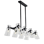 Люстра светодиодная с 8-ю прозрачными плафонами из акрила и стали Glass Cylinder Black варинант исполнения - 2 | Loft Concept в Барнауле