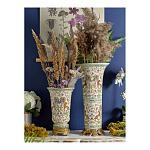 Ваза высокая из фарфора на бронзовом основании Turquoise Blooming Garden варинант исполнения - 9 | Loft Concept в Барнауле