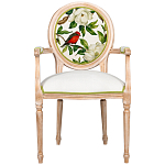 Стул с подлокотниками золотистый из бука с изображением птиц и цветов Blooming Red Birds варинант исполнения - 1 | Loft Concept в Барнауле