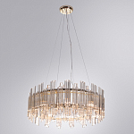 Люстра подвесная круглая с прозрачными хрустальными трубками и золотистым каркасом Диаметр 60 см Hexagon Tube Light варинант исполнения - 2 | Loft Concept в Барнауле