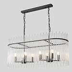 Люстра подвесная овальная со стеклянными прозрачными трубками и металлическим каркасом черного цвета Nembus варинант исполнения - 3 | Loft Concept в Барнауле