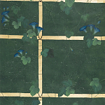 Обои ручная роспись Morning Glory Original colourway on Edo Green painted Xuan paper варинант исполнения - 1 | Loft Concept в Барнауле