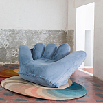Дизайнерское плюшевое кресло в форме руки голубое Poltronova Joe Plush Baby Blue Armchair варинант исполнения - 3 | Loft Concept в Барнауле