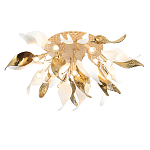 Люстра потолочная с декоративными белыми и золотистыми листьями Wintery flovers варинант исполнения - 3 | Loft Concept в Барнауле