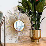 Зеркало-солнце круглое в раме из металла с золотыми с лучами Rays of Peace варинант исполнения - 3 | Loft Concept в Барнауле