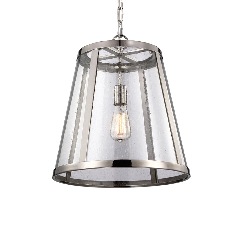 Подвесной светильник с прозрачным коническим стеклянным плафоном в современном стиле Feiss Никель в Барнауле | Loft Concept 