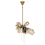 Люстра подвесная со стеклянными плафонами из дымчатого и золотистого с тремя вертикальными подвесками Gilded Mirage  варинант исполнения - 2 | Loft Concept в Барнауле