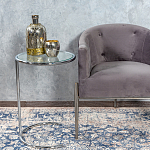 Приставной столик на серебристом основании с столешницей из стекла Noir варинант исполнения - 4 | Loft Concept в Барнауле