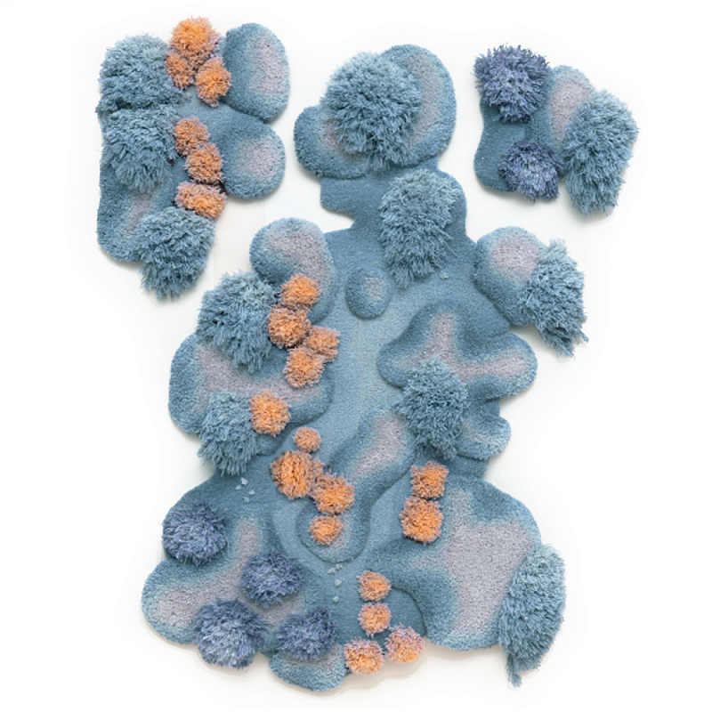 Тканый вручную Большой абстрактный гобелен Frost Forest Голубой Бежевый в Барнауле | Loft Concept 