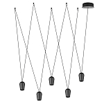 Подвесной светильник черными плафонами на длинных пересекающихся тросах Construction варинант исполнения - 2 | Loft Concept в Барнауле