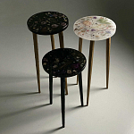 Круглый журнальный столик со столешницей из эпоксидной смолы Epoxy Resin Flowers Coffee Table варинант исполнения - 4 | Loft Concept в Барнауле