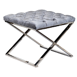 Пуф велюровый серый с каретной стяжкой Perennially варинант исполнения - 1 | Loft Concept в Барнауле