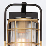 Настенный фонарь цилиндрической формы с рифленым стеклом в золотом каркасе на черном прямоугольном основании Eurofase варинант исполнения - 13 | Loft Concept в Барнауле