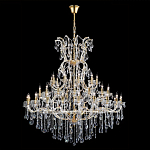 Люстра многоярусная с 53-мя лампочками и прозрачными хрустальными подвесками на основании золотого цвета Crystal lamps варинант исполнения - 2 | Loft Concept в Барнауле
