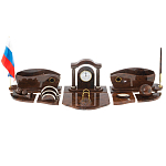 Настольный письменный набор с часами из природного камня обсидиана Competent Leader варинант исполнения - 1 | Loft Concept в Барнауле