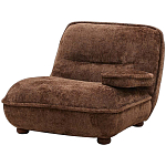 Кресло без подлокотников коричневое ну круглых деревянных ножках Loup Plush Armchair Brown варинант исполнения - 1 | Loft Concept в Барнауле