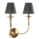 Бра с металлическим основанием бронзового цвета и 2-мя черными конусовидными абажурами Dignity варинант исполнения - 1 | Loft Concept в Барнауле