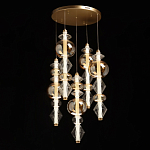 Люстра с плафонами из прозрачного и янтарного стекла в виде шаров и ромбов Gabriel Scott Luna варинант исполнения - 3 | Loft Concept в Барнауле