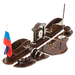 Настольный письменный набор с часами из природного камня обсидиана Competent Leader варинант исполнения - 2 | Loft Concept в Барнауле