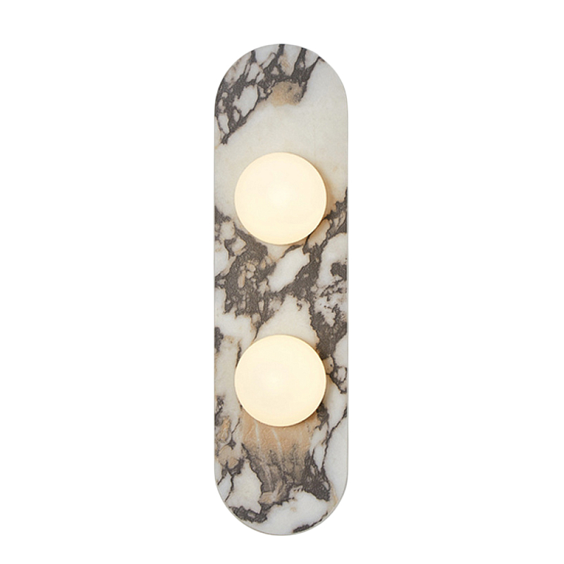 Бра с каменным основанием и 2-мя плафоном из стекла Shaw Marble Lighting Белый Черный Коричневый Бежевый Зеленый в Барнауле | Loft Concept 