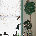 Обои с вышивкой ручной работы Mughal Trees Original colourway on linen варинант исполнения - 3 | Loft Concept в Барнауле