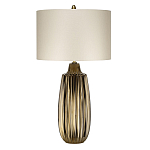 Настольная лампа с рифленым керамическим основанием в бронзовом цвете и жемчужным шёлковым абажуром Elstead Lighting варинант исполнения - 1 | Loft Concept в Барнауле